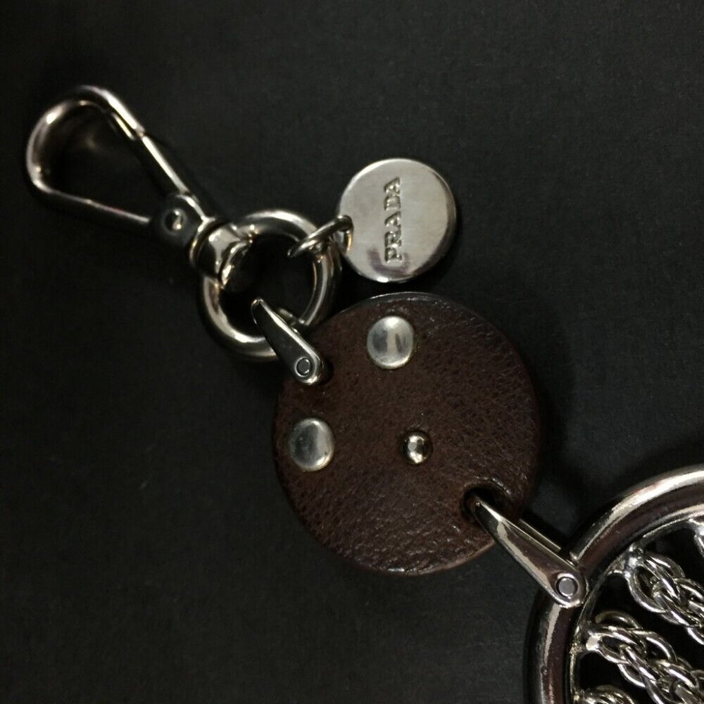 PRADA Chain Robot Trick Silver Tone Key Ring Bag Charm - Picture 4 of 7